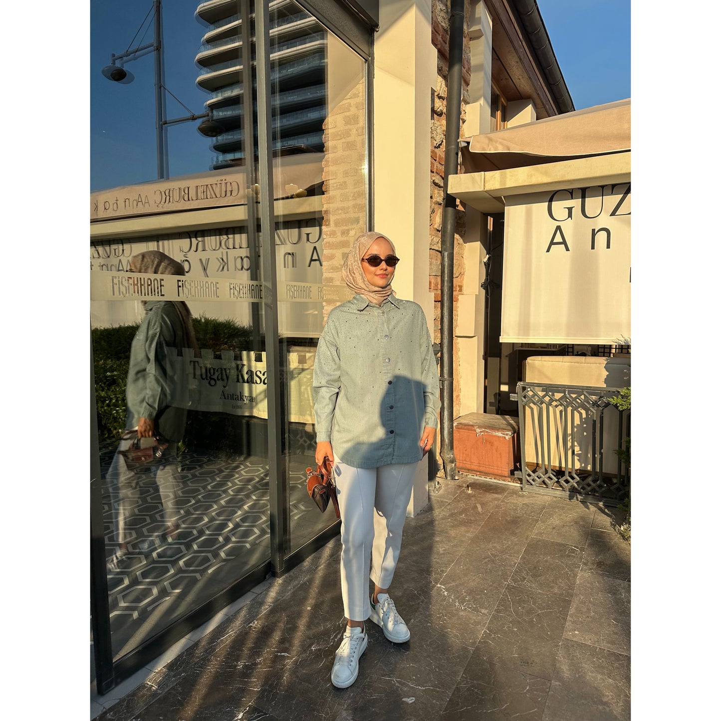 Star Taşlı Gömlek Mavi